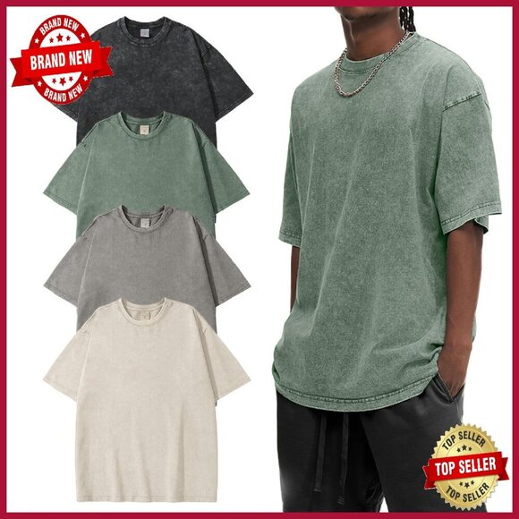 Other - Heavyweight Cotton Oversized T-Shirt Vintage Washed Loose Fit Unisex